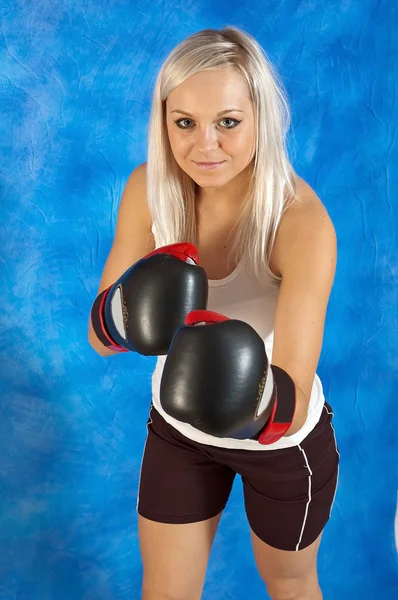 Beauty with boxing gloves — Stock Photo, Image