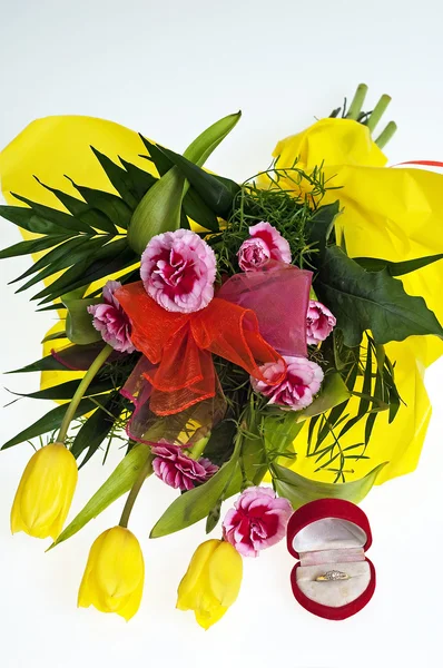 Flok gule tulipaner - Stock-foto