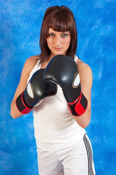 Kráska s Boxerské rukavice — Stock fotografie