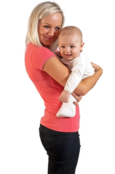Mãe sorrir para seu filho — Fotografia de Stock