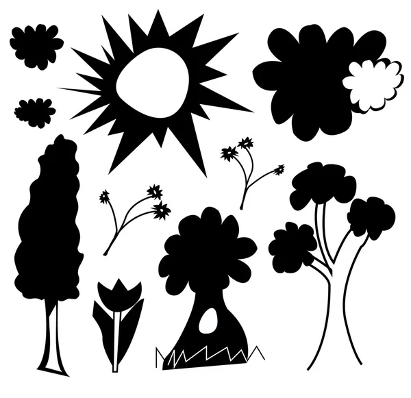 Silhouette of Spring Elements - vector — Stock Vector
