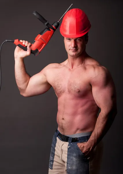 Muskulöser Bauarbeiter — Stockfoto