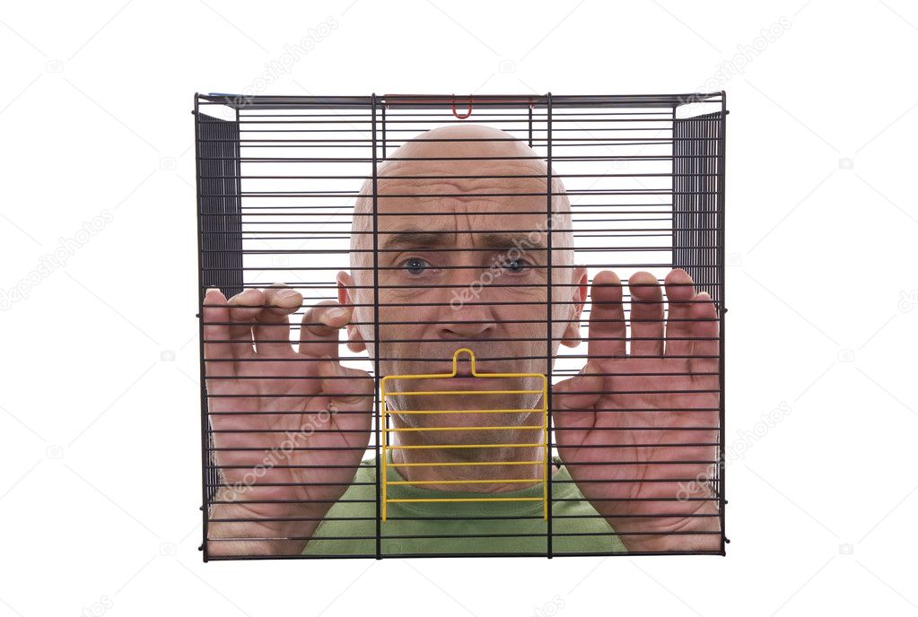 Man in cage