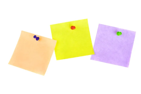 Three sticker notes with pins — Stock Photo, Image