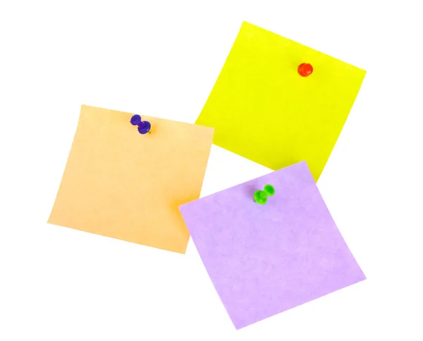 Three sticker notes with pins — Stock Photo, Image