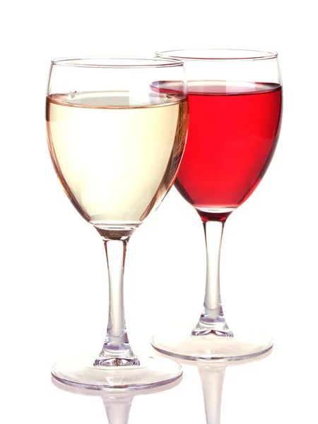 Rose und Weißwein im Weinglas — Stockfoto