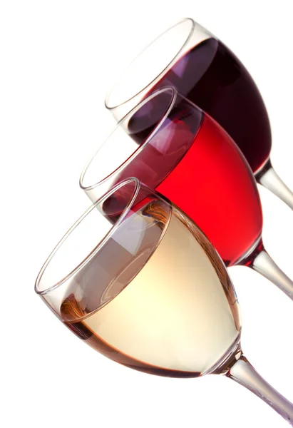 Rot-, Rosen- und Weißwein im Weinglas — Stockfoto