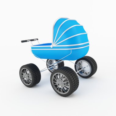 Blue child pram clipart