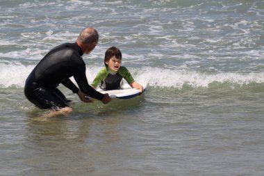 Bodyboard lesson, clipart