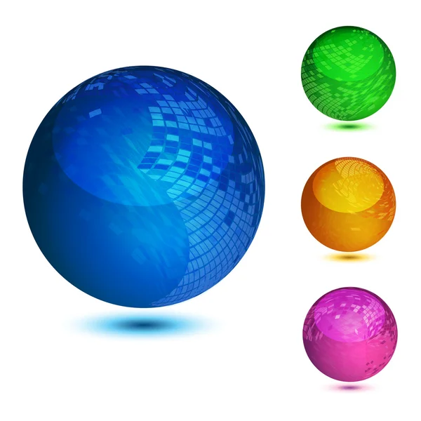 Glanzende kleurrijke abstracte globes — Stockvector