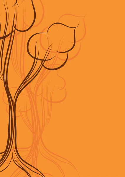 Tarjeta naranja con árboles — Vector de stock