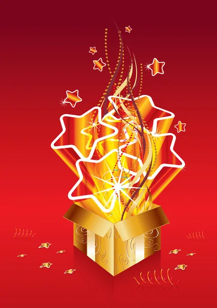 Gouden kerstcadeau verrassing — Stockvector