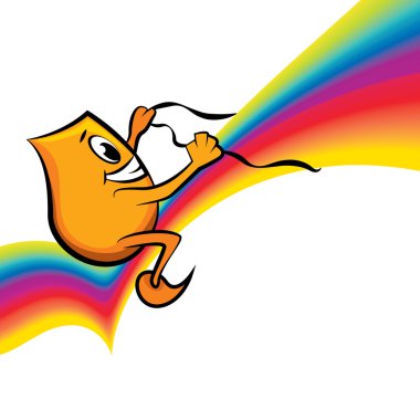 Cartoon character - riding rainbow clipart