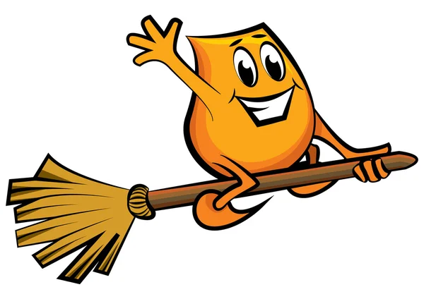 Cartoon character - flying on the broom — Stock Vector