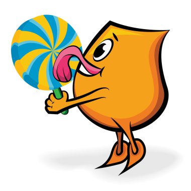 Cartoon character - Blinky - licking big lollipop clipart