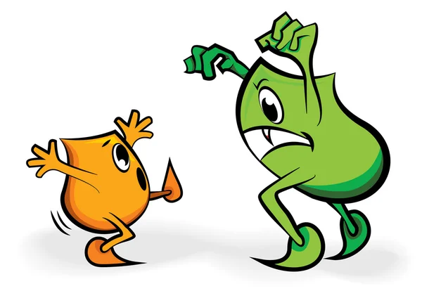 Personagem de desenhos animados - Blinky - com medo de um monstro assustador —  Vetores de Stock