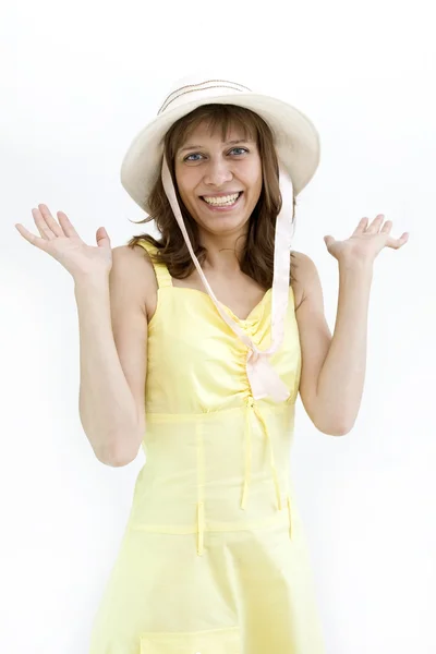 Flickan i en hatt — Stockfoto