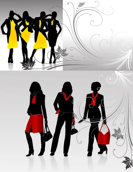 Silhouettes fashion party — Stock Vector
