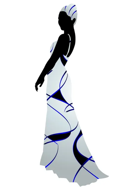Silhouette Fille en robe grise — Image vectorielle