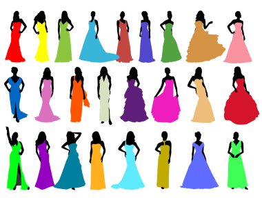 Silhouettes of girls clipart