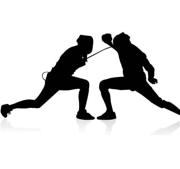 Силуети фехтування спорт — стоковий вектор