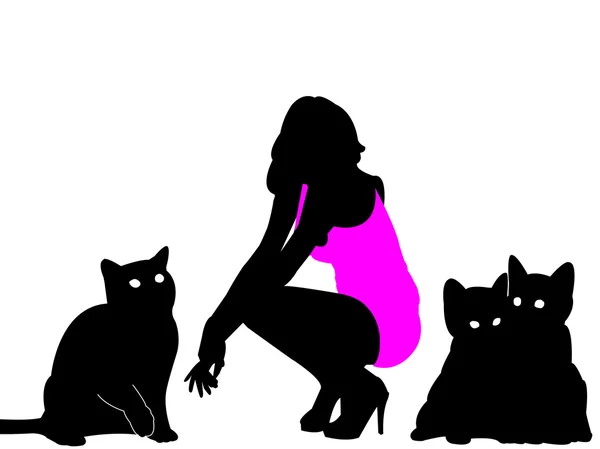 Mädchen und eine Katze — Stockvektor