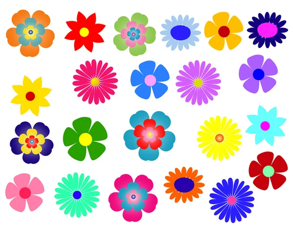Μεγάλο σύνολο og ζωηρόχρωμα λουλούδια — Stock fotografie