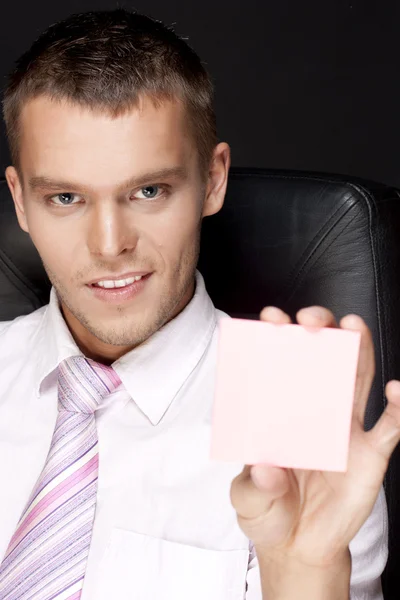 Business man with notes — Stock Photo, Image