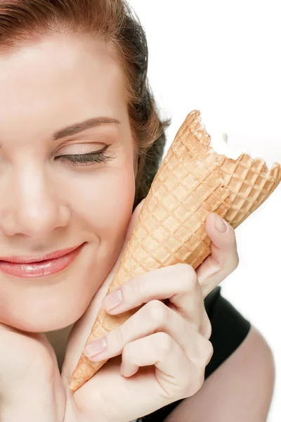Girl with ice-cream, isolated — Stock Photo, Image
