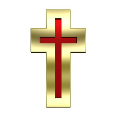 Ruby with gold frame Christian cross clipart