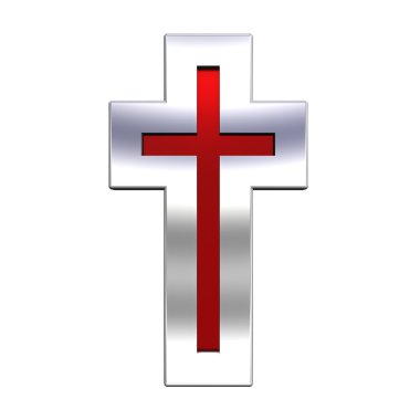 Red with silver frame Christian cross clipart