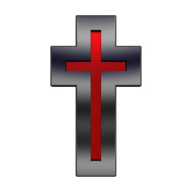 Ruby with black frame Christian cross clipart