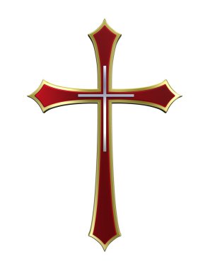 Ruby with gold frame Christian cross clipart