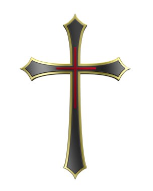 Black with gold frame Christian cross clipart