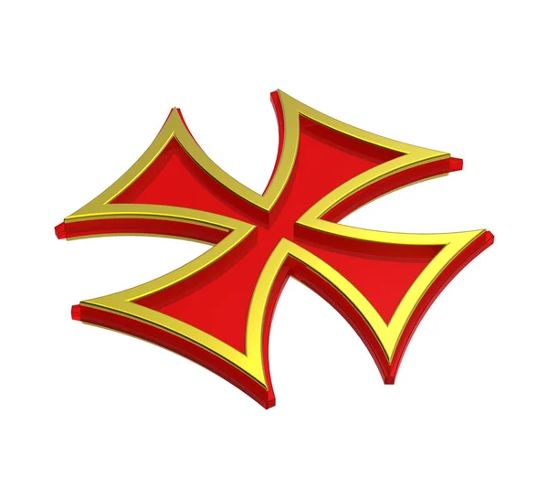 Rotes Häckselkreuz isoliert auf weißem — Stockfoto