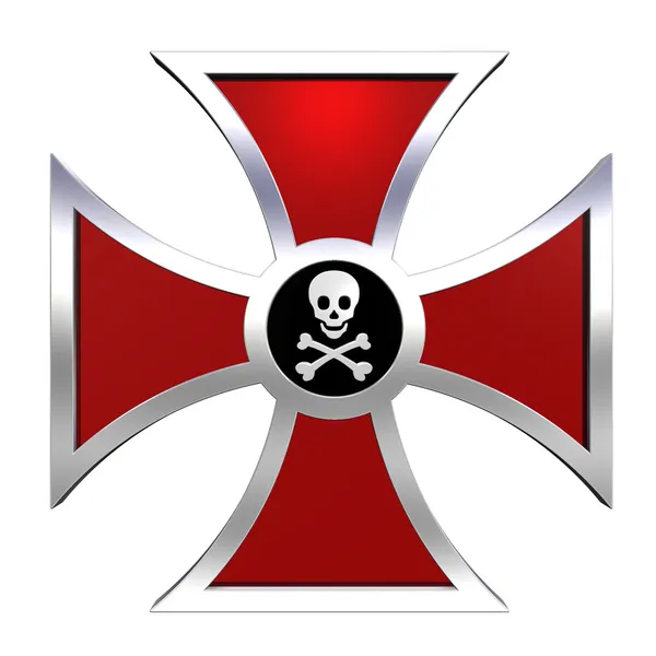 Croix d'hachoirs rouges isolée sur blanc — Photo
