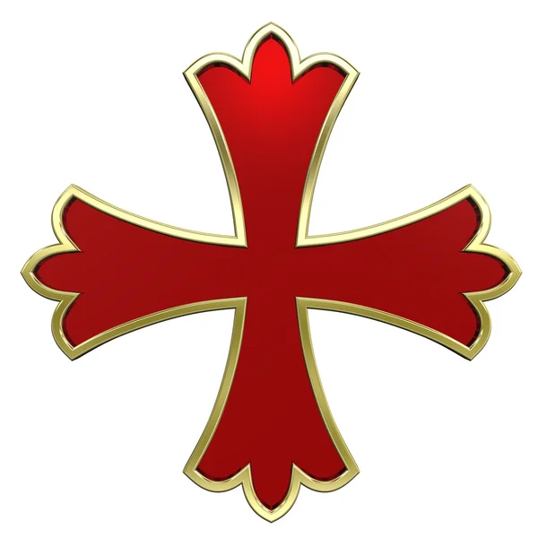 Vermelho com moldura de ouro cruz heráldica — Fotografia de Stock