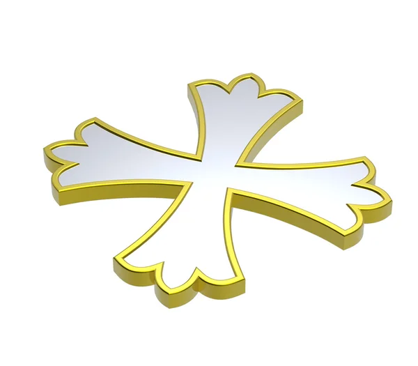 Хром с золотой рамкой геральдического креста — стоковое фото