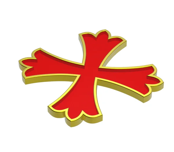 Rot mit goldenem Rahmen Wappenkreuz — Stockfoto