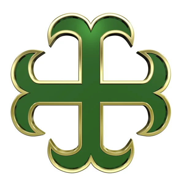 Verde com moldura de ouro cruz heráldica — Fotografia de Stock