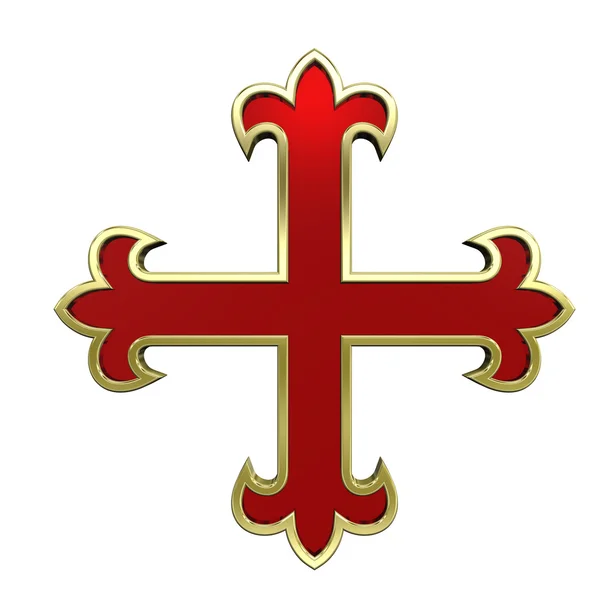 Красный с золотой рамкой геральдического креста — стоковое фото