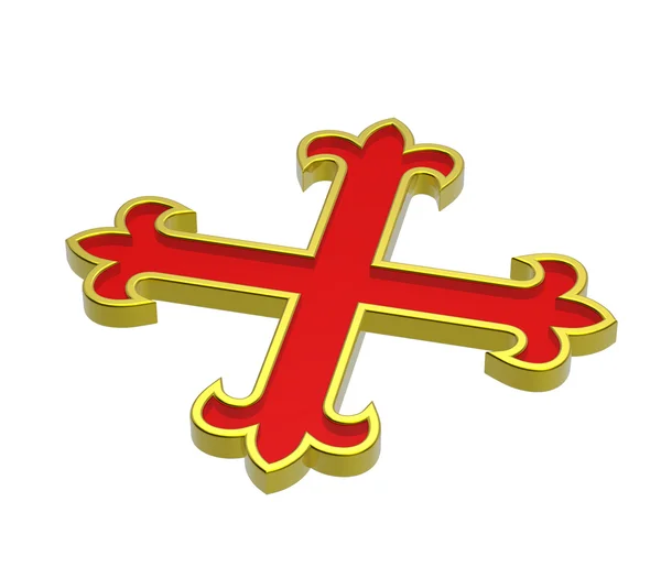 Rot mit goldenem Rahmen Wappenkreuz — Stockfoto