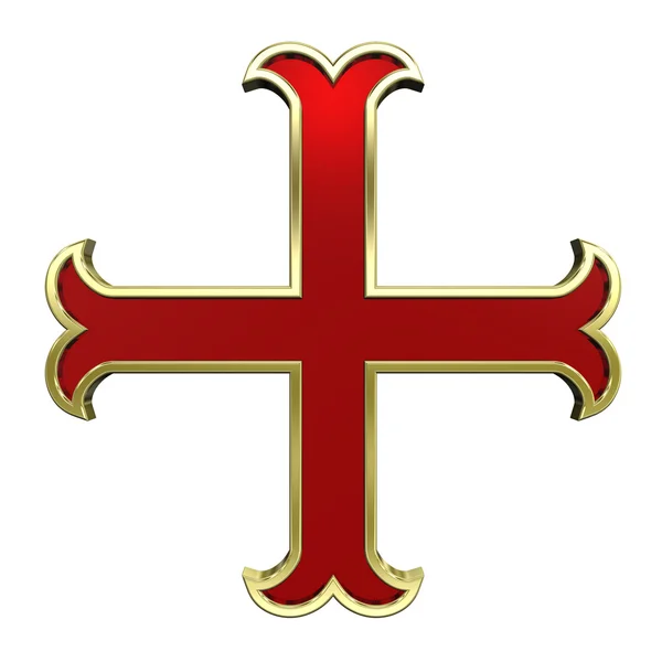 Rojo con marco de oro cruz heráldica — Foto de Stock