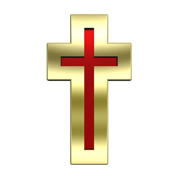 Ruby met gouden frame christelijke kruis — Stockfoto
