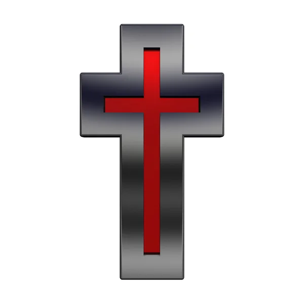 与黑色框架基督教十字架红宝石 — 图库照片