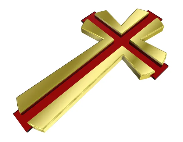 Ruby med guld ram kristet kors — Stockfoto