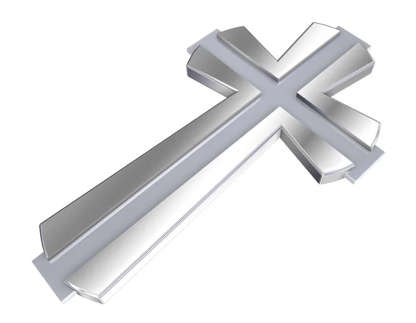 Prata cruz cristã — Fotografia de Stock