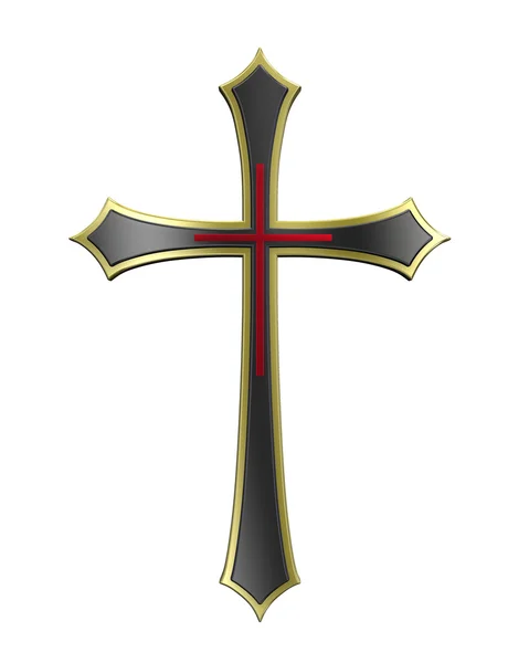 Black with gold frame Christian cross — Stock Photo, Image