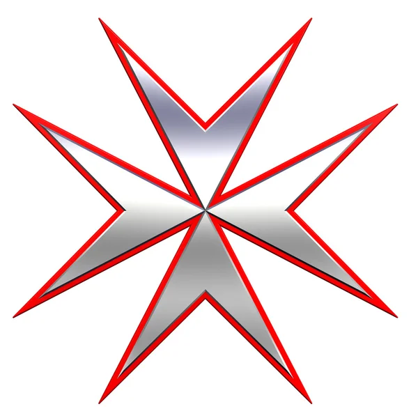 Červená se stříbrným Maltézský kříž — Stock fotografie