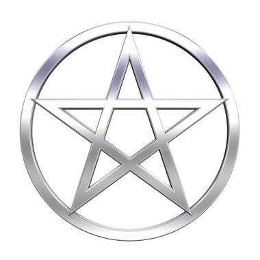 Chrome pentagram isolated on white clipart